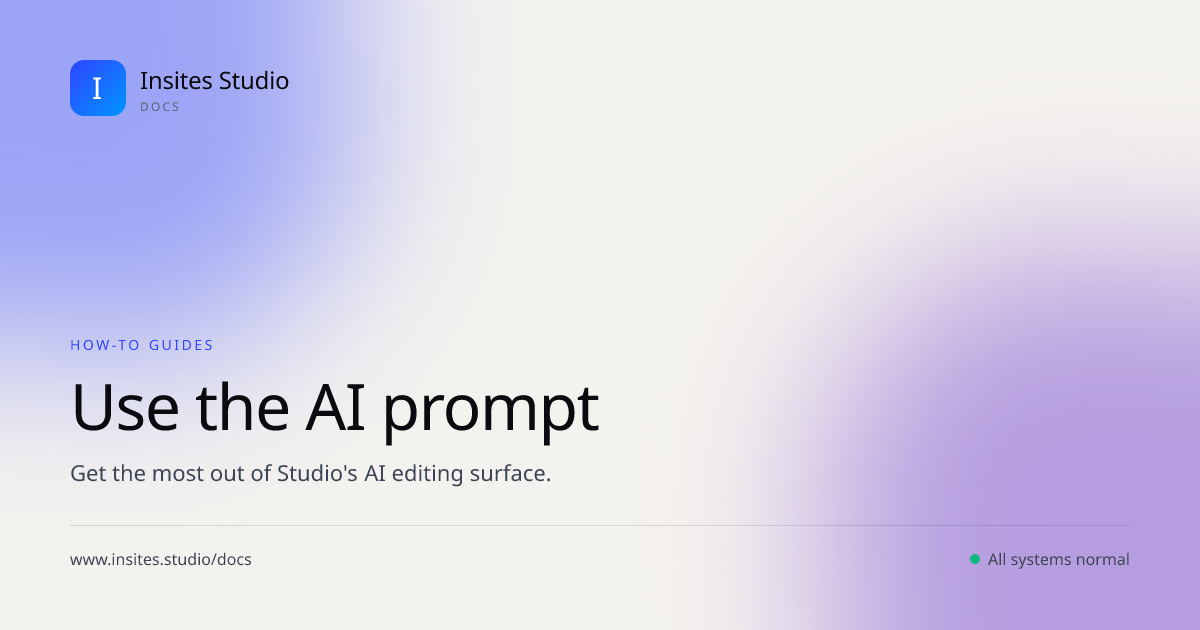 Use the AI prompt | Insites Studio Docs