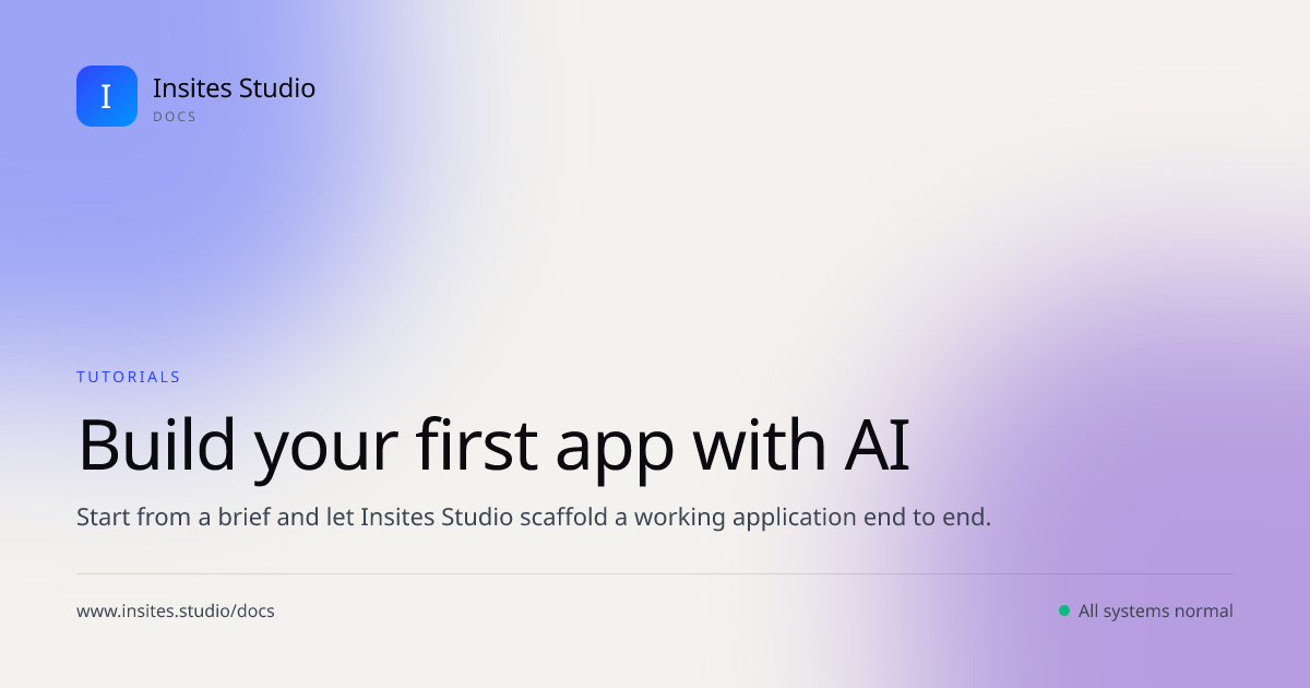 Build your first app with AI | Insites Studio Docs